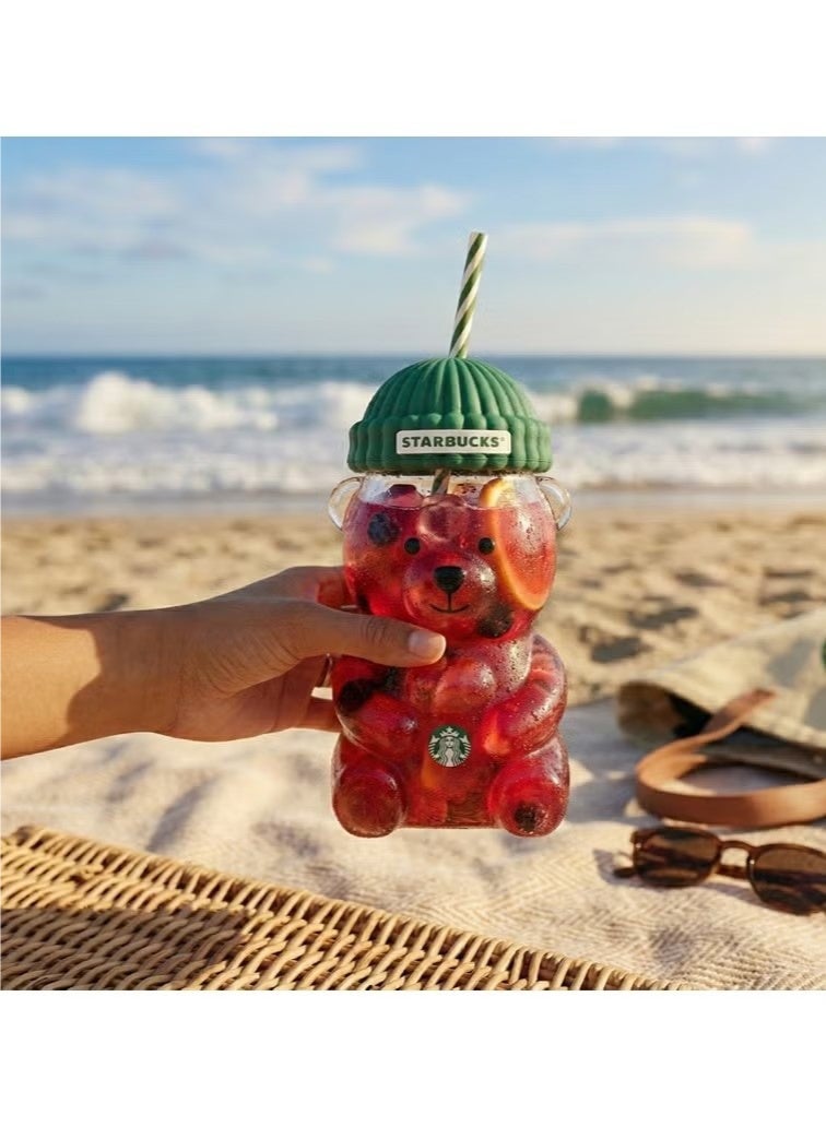 Starbucks كوب زجاجي على شكل دب من ستاربكس سعة 600 مل، كوب ستاربكس بتصميم إبداعي لطيف، مقاوم للحرارة، هدية مثالية - Image 5